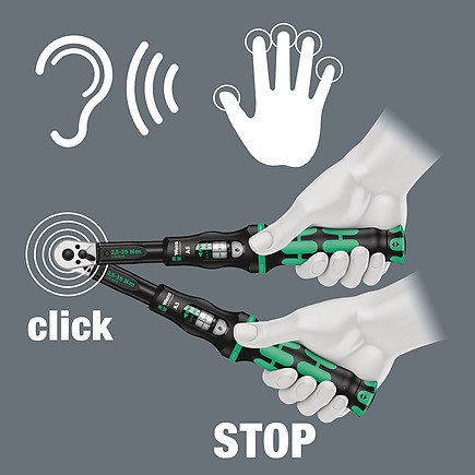 click torque release signal 2 a 5 1 Cheie moment reglabil clic X3 9x12 mm 20-100 Nm WERA 05075653001 - imagine 5