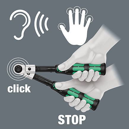 click torque xp release signal Cheie moment reglabil click X1 WERA 05075651001 - imagine 4