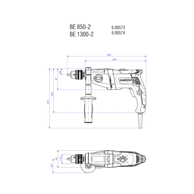0057300M 01 website.12538a6f Masina de gaurit Metabo BE 850-2 - imagine 2