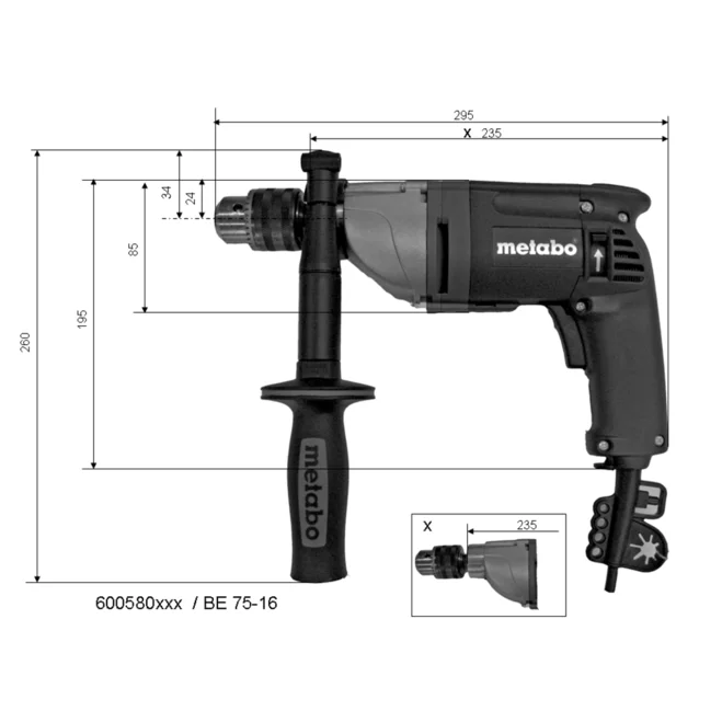 0058000M 01 website.d427da00 Masina de gaurit Metabo BE 75-16 - imagine 3