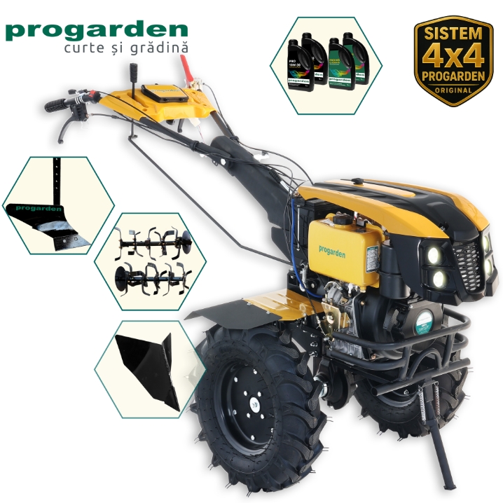 ProGARDEN Pachet Campo 1273 Alpine V2 Motocultor 12CP + Plug simplu+ Plug bilonat/rarita + 4 L Ulei